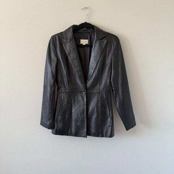 Black Cache Vintage Genuine Leather Jacket, size 6 - Picture 1 of 6